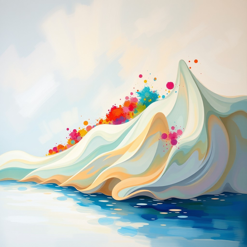 An abstract impressionist painting depicting data distribution and outliers as an elevation graph, inspired by the style of Claude Monet