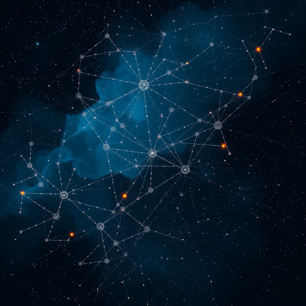 An artistic LinkedIn banner that visually represents deep learning models with a mysterious and cryptic theme, inspired by the beauty of stars in the night sky