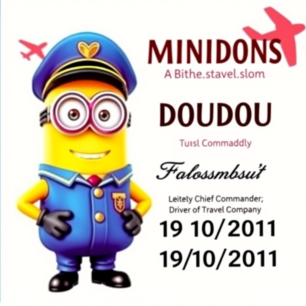 A professional card featuring a Minion character dressed in a pilot's uniform