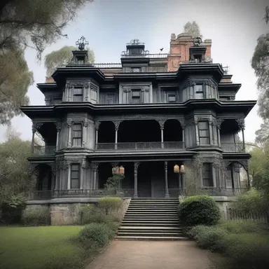The curse placed upon the haunted mansion was said to be carved in stone, trapping anyone who dared to enter.
