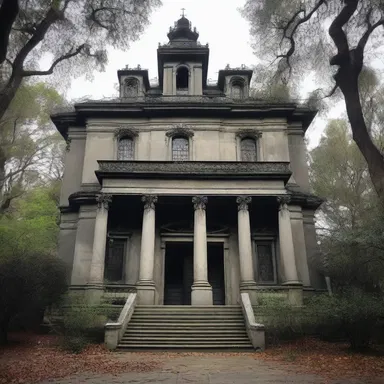 The curse placed upon the haunted mansion was said to be carved in stone, trapping anyone who dared to enter.