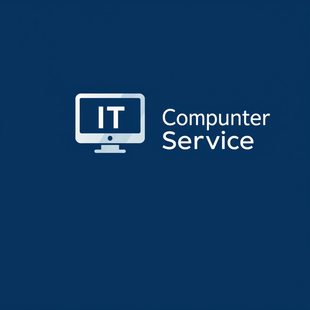 A sleek and modern logo design for a sole owner IT computer service, featuring a stylized computer icon integrated with a minimalist design