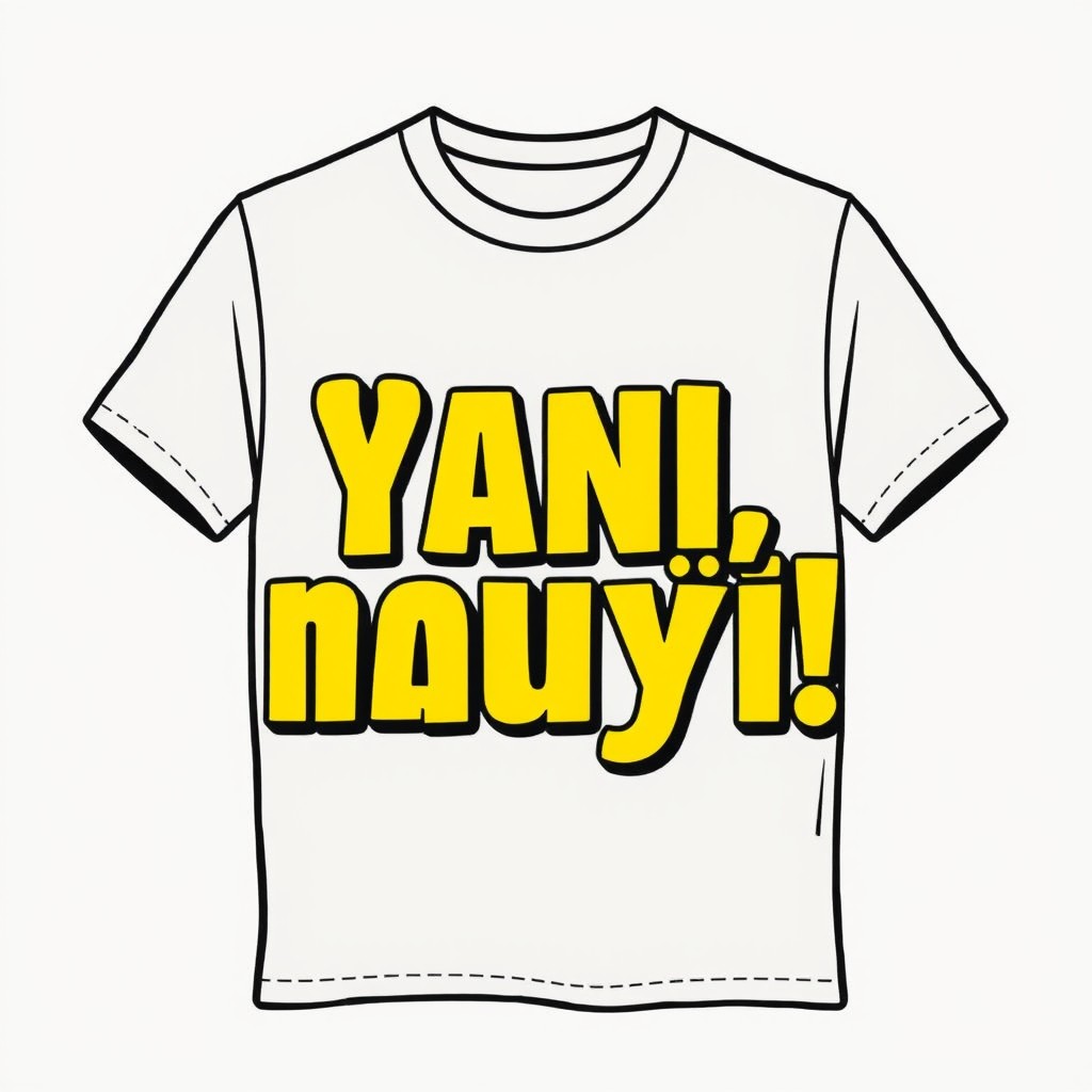 A t-shirt design featuring the phrase "Ваня, научи!" in large, bold letters