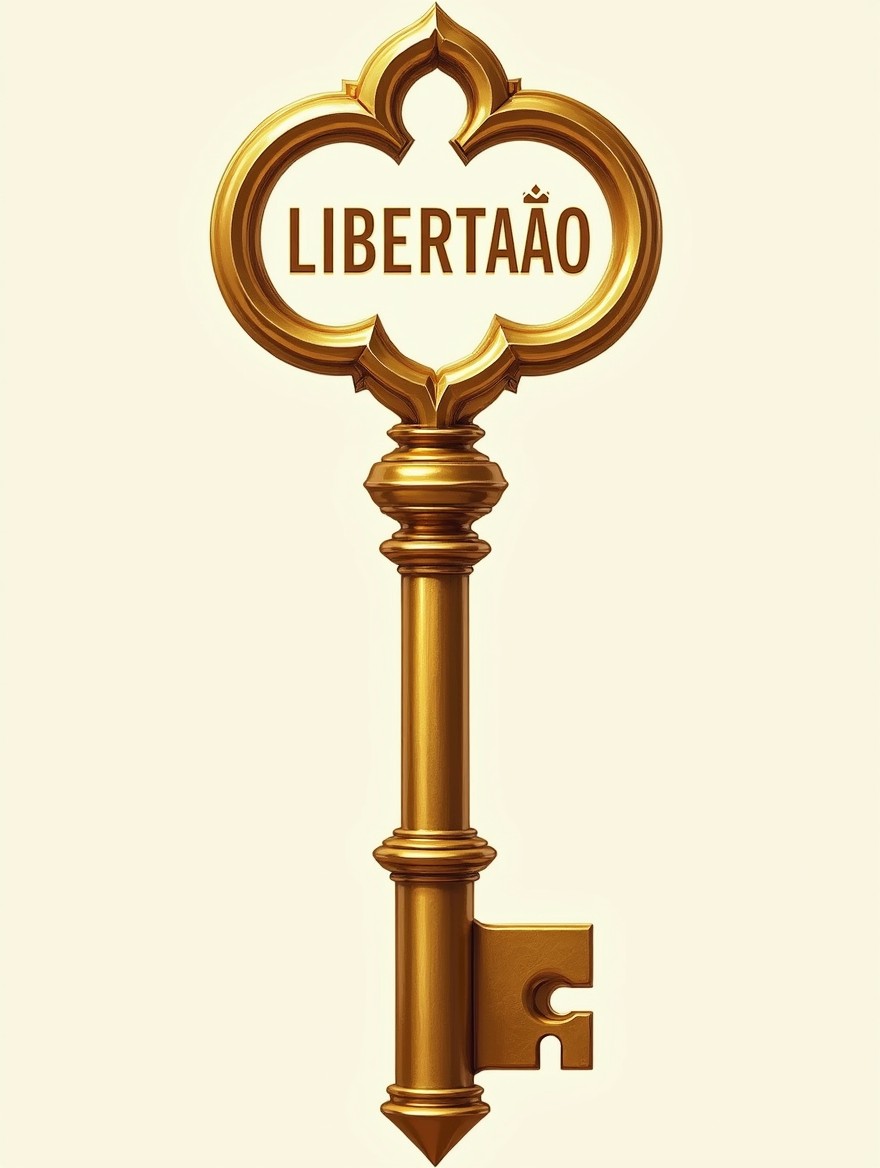 A digital illustration of a golden key designed in a sleek and modern style