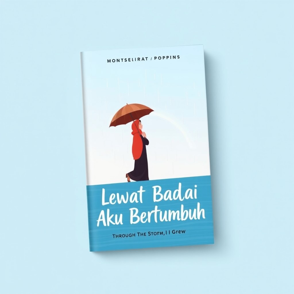 A beautiful ebook cover titled 'Lewat Badai Aku Bertumbuh' (Through the Storm, I Grew)