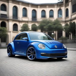 Indigo blue Volkswagen New Beetle transformed into an Autobot from Transformers