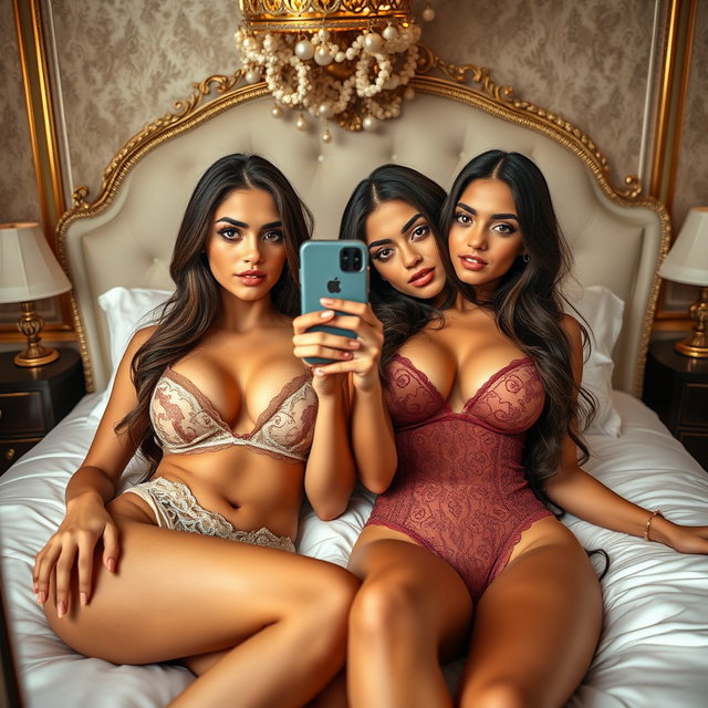Gorgeous young Arab women, aged 18 and 19, both thin and petite with small cup sizes and small booties, dressed in alluring lingerie