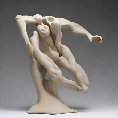 The artist used deformation techniques to create a sculpture that depicted the human body in a contorted form.