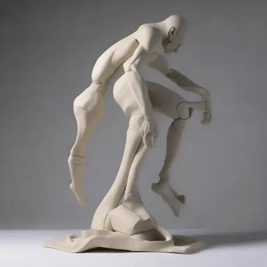 The artist used deformation techniques to create a sculpture that depicted the human body in a contorted form.