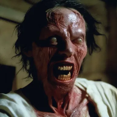 The horror movie featured a chilling scene where the antagonist's face underwent a horrifying deformation, causing nightmares for the audience.