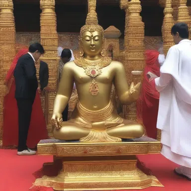 During the ceremony, the sacred statue underwent a deformation when it accidentally fell and broke into pieces.