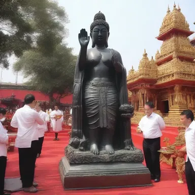 During the ceremony, the sacred statue underwent a deformation when it accidentally fell and broke into pieces.