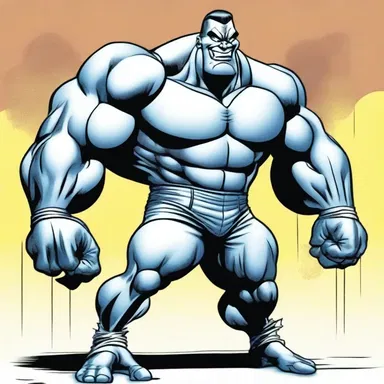 The artist used exaggerated proportions and twisted body shapes to depict the villain's deformed appearance in the comic book.