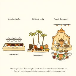 Create a professional doodle-style illustration for a corporate presentation featuring three meal scenes arranged side by side