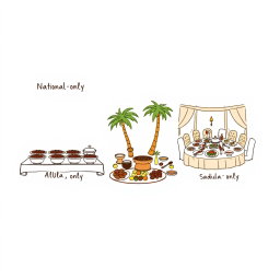 Create a professional doodle-style illustration for a corporate presentation featuring three meal scenes arranged side by side