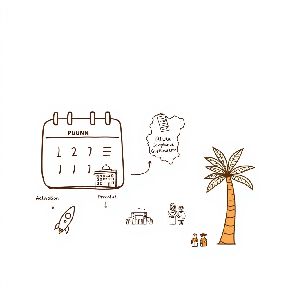 A professional doodle-style illustration for a corporate presentation featuring a one-year calendar icon with pages turning quickly to symbolize urgency