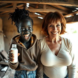 Inside an abandoned shack in Africa, a surreal and whimsical scene captures attention