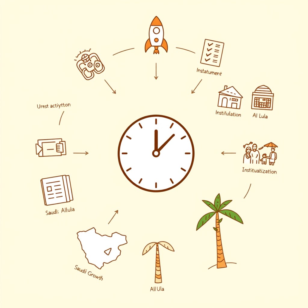 A professional doodle-style illustration for a corporate presentation featuring a large one-year calendar alongside a fast-moving clock at the center, symbolizing urgency
