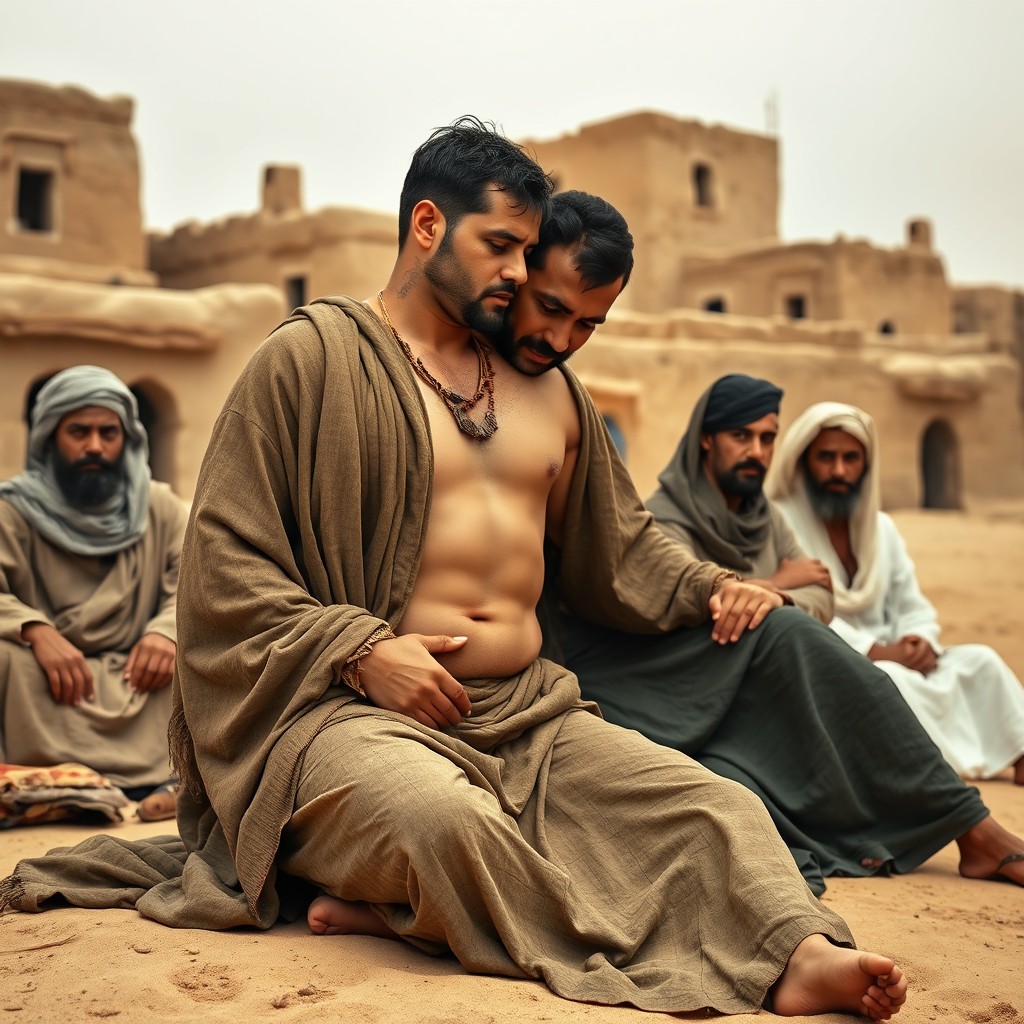 Hyper-realistic, photograph-like depiction of a medieval Arabian setting