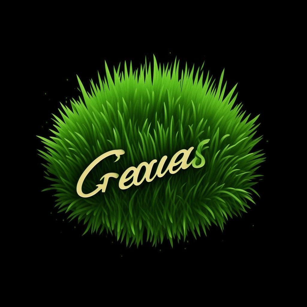 Create a logo featuring lush, vivid green grass with the word 'Greeangrass' stylishly integrated into the design.