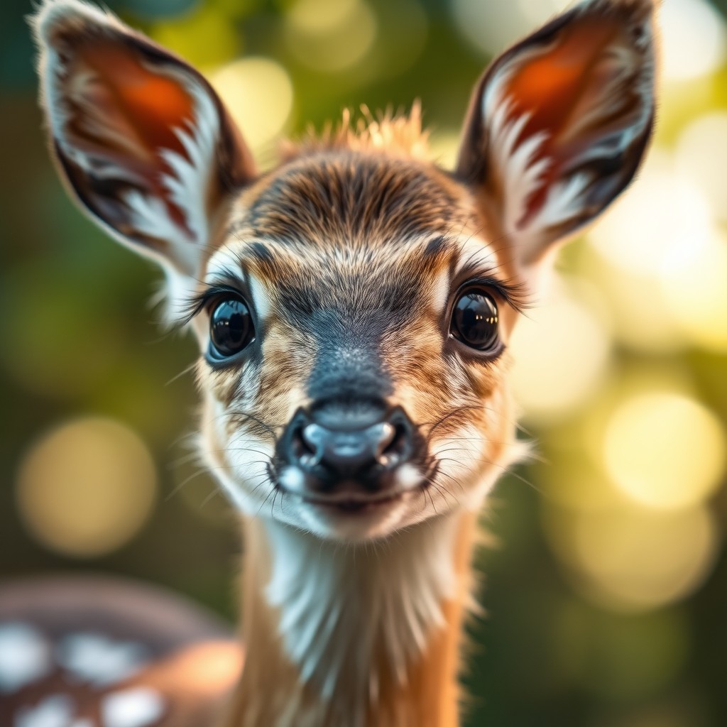A close-up portrait of a Mouse Deer with big, expressive eyes reflecting a tiny mischievous twinkle