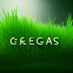 Create a logo featuring lush, vivid green grass with the word 'Greeangrass' stylishly integrated into the design.