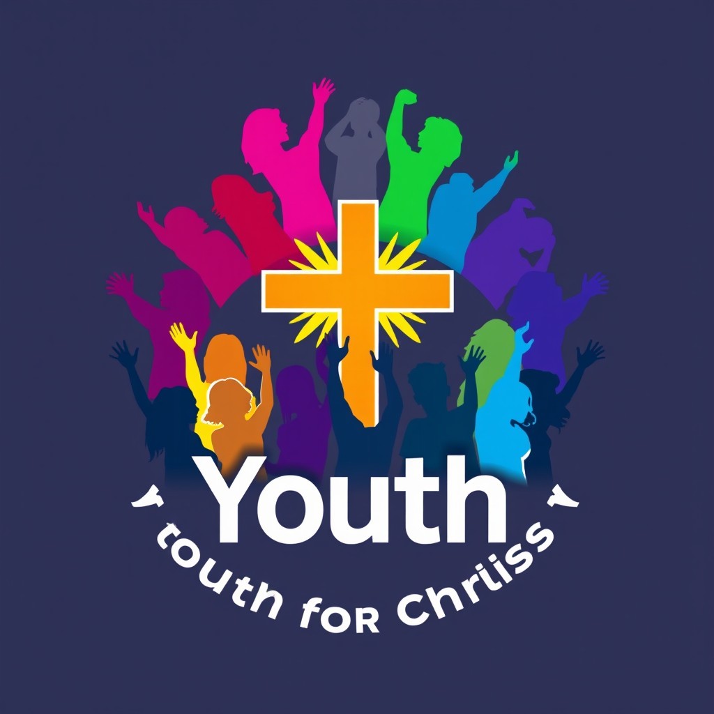 A logo design representing Christian youth, embodying themes of worship, community, youth, and strength