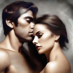 An expertly crafted, realistic digital art piece that portrays a woman's intense obsession with a man