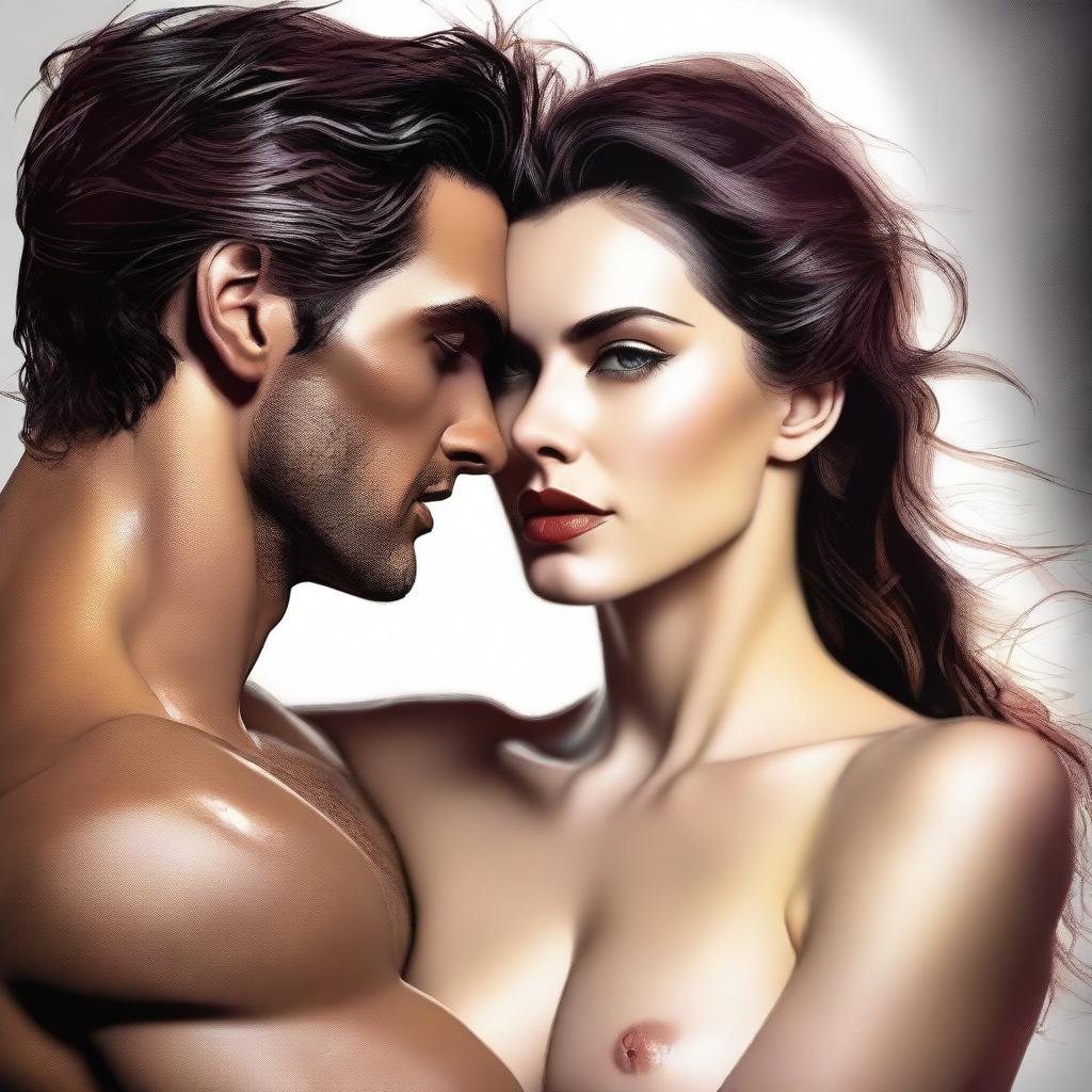 A strikingly realistic digital art piece showcasing a woman's intense obsession with a handsome man