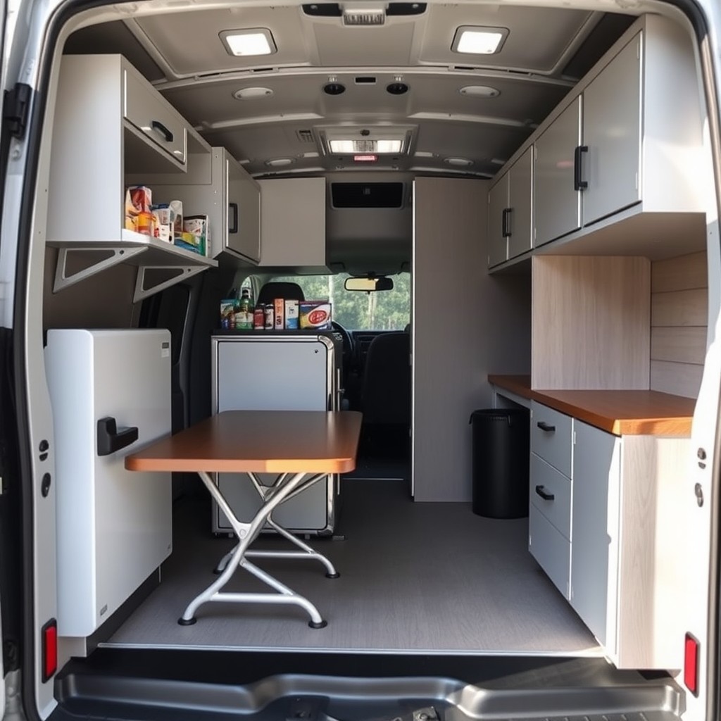 The interior of a van divided into two distinct sections