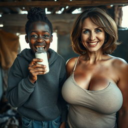 Inside an abandoned shack in Africa, a vivid and unconventional scene unfolds