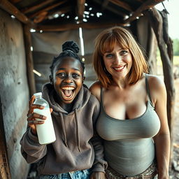 Inside an abandoned shack in Africa, a vivid and unconventional scene unfolds