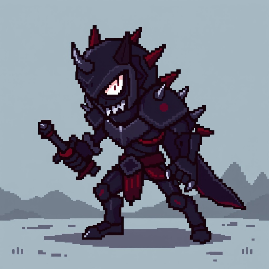 A pixel art character designed as an enemy, positioned to face left