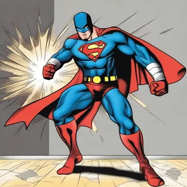 The superhero's enemy managed to break through his brittle defense with a single punch.