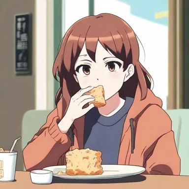 In the anime series, the protagonist is seen snacking on brittle while watching a movie.