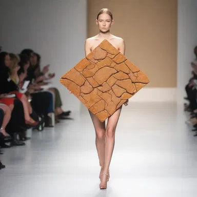 The runway model walked confidently while holding a piece of brittle, showcasing the latest trend in edible accessories.