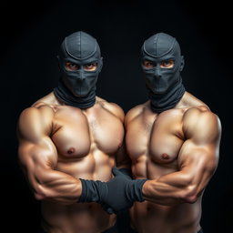 A compelling image of a couple of muscular men without shirts, showcasing their defined physiques
