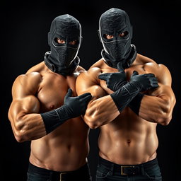 A compelling image of a couple of muscular men without shirts, showcasing their defined physiques