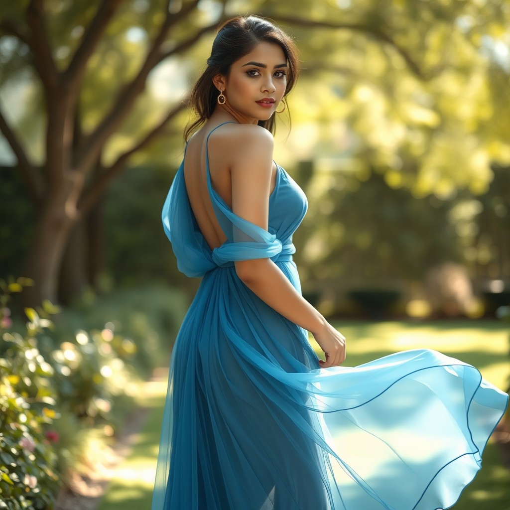An Asian Indian girl with fair skin, showcasing an elegant and graceful figure