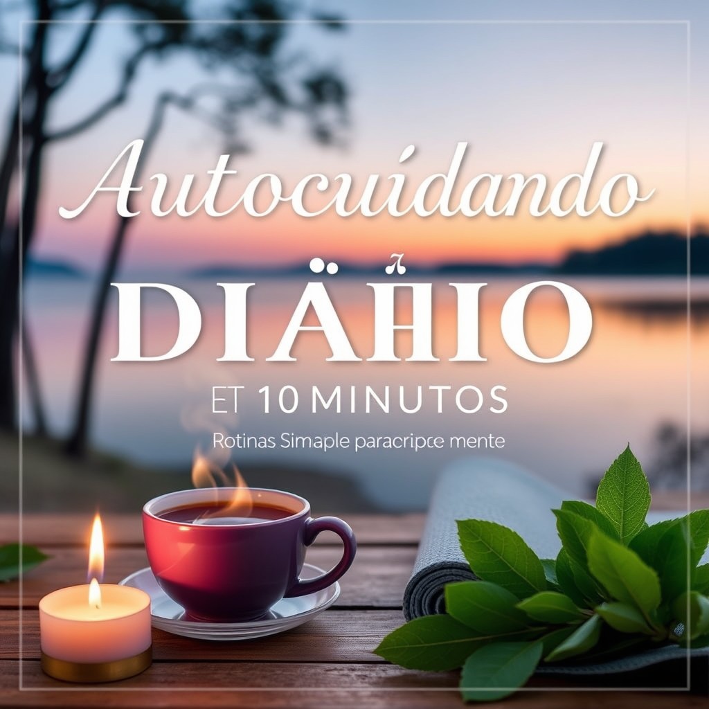 A visually appealing ebook cover for 'Autocuidado Diário em 10 Minutos: Rotinas Simples para Corpo e Mente'