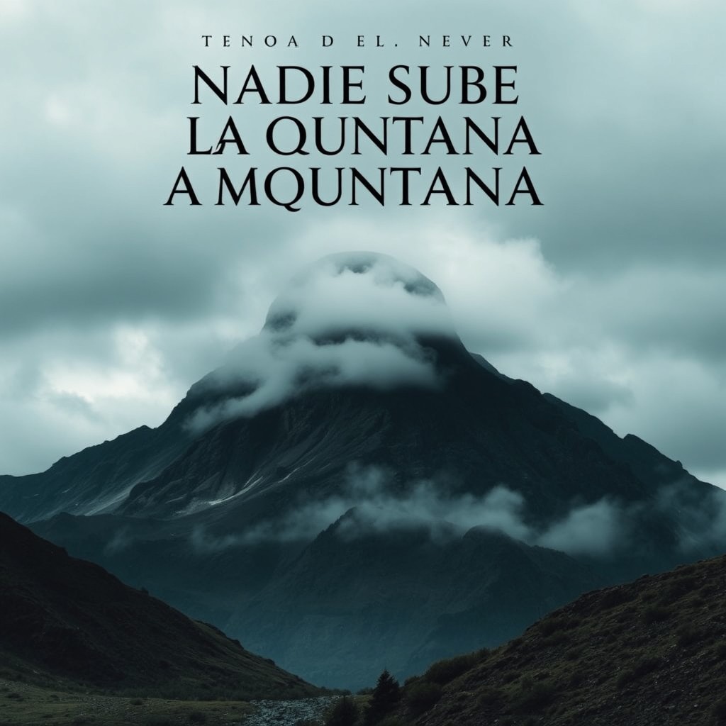Create a book cover for a novel titled 'Nadie sube la montaña mirando el filo'