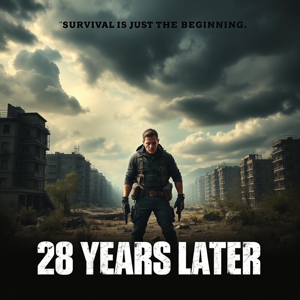 A gripping movie poster for an apocalyptic thriller titled '28 Years Later'