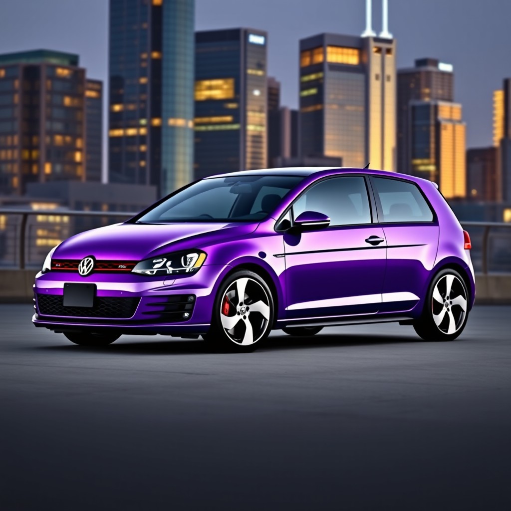A 2014 Volkswagen Golf GTI (GLI) in a vibrant purple color