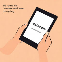 A high-quality digital art image depicting a hand holding an iPad, designed as an ebook cover for a book titled 'College Survival'