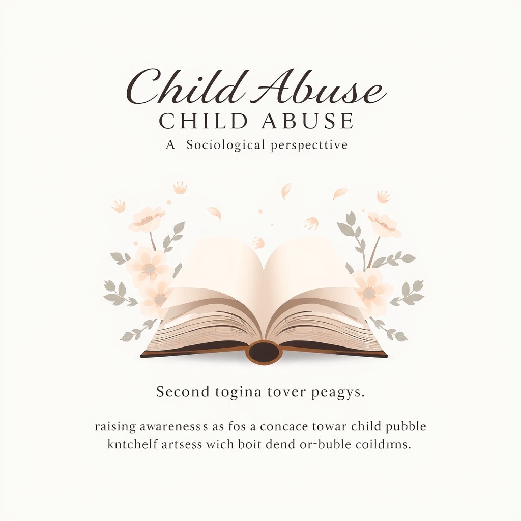 A beautifully designed cover page for a sociology project on child abuse, featuring a subtle and respectful aesthetic
