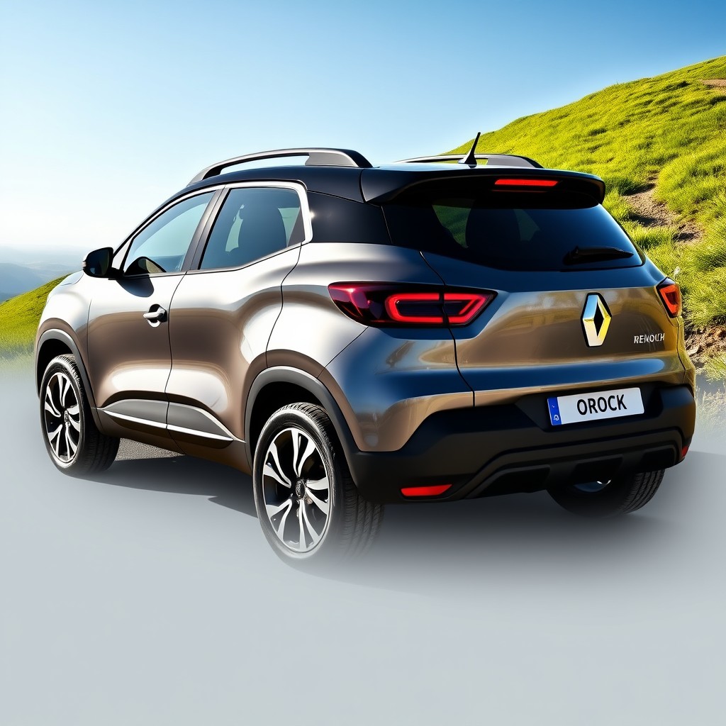 A sleek and modern Renault Oroch, showcasing its stunning design with a star grey color body and a contrasting black roof