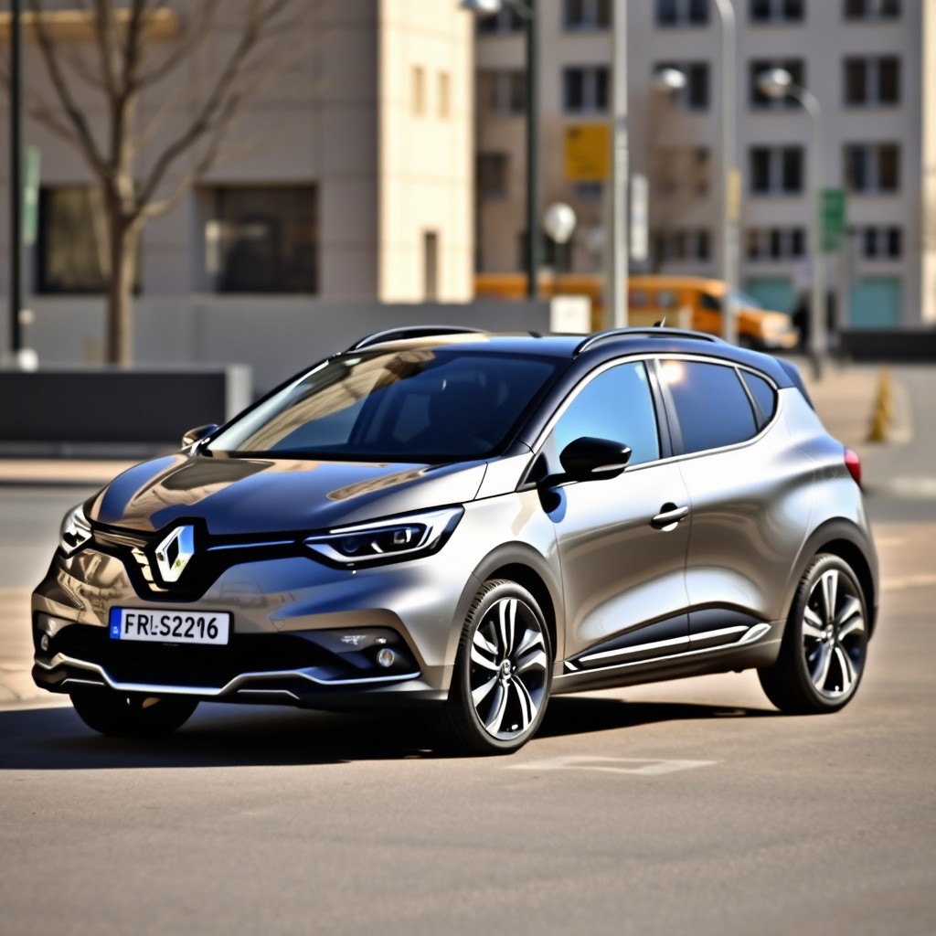 A stunning Renault car in a sleek star gray color, featuring a contrasting black roof
