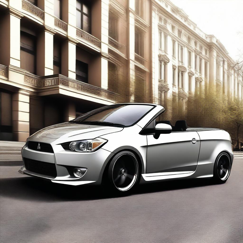 This is a digital art image of a tuned Mitsubishi Colt CZC cabriolet, modified to resemble a luxury sports car