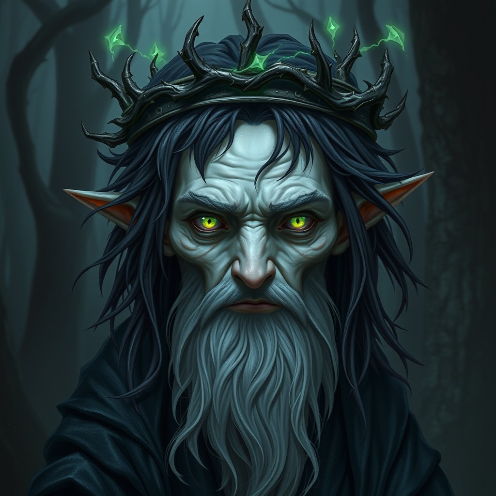 Zyrr, 'The False King,' a slightly built forest gnome warlock with a thousand shifting faces, embodies illusion and deceit