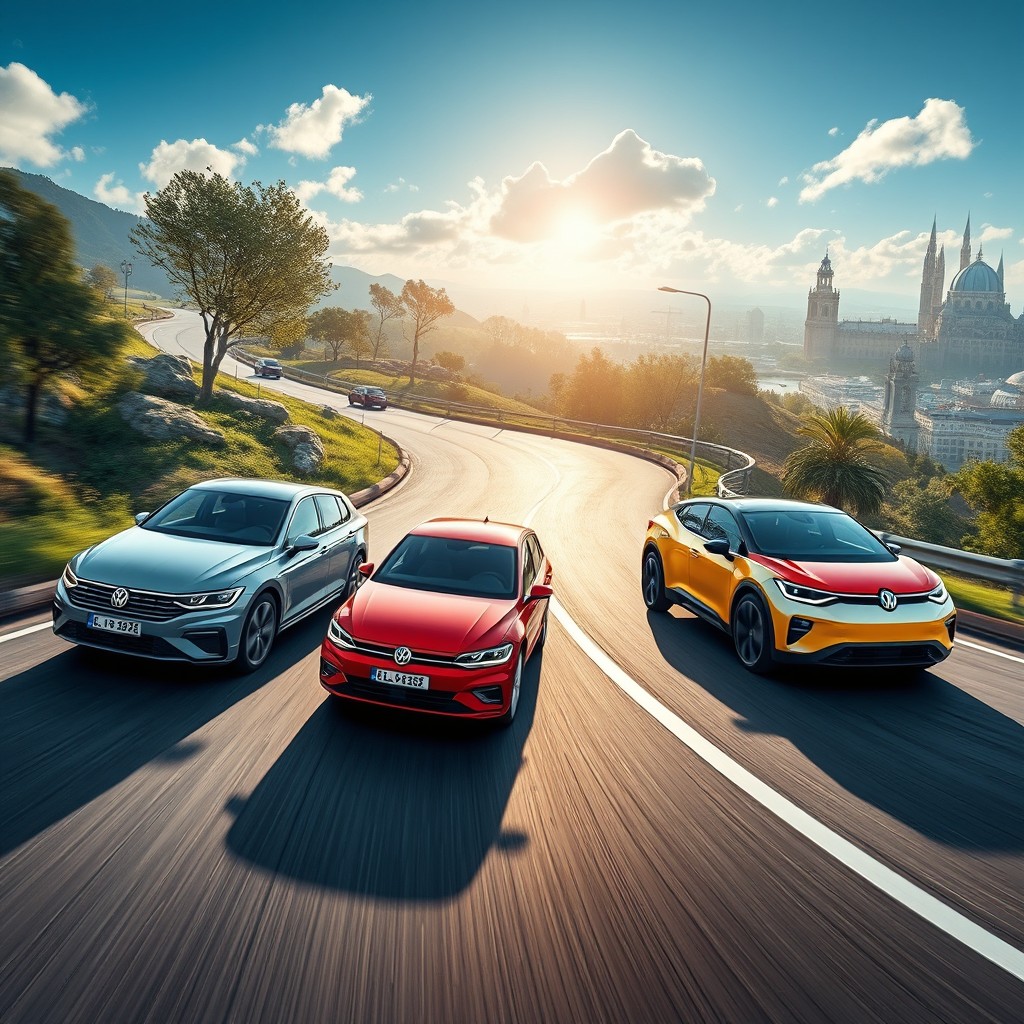 A captivating video wallpaper featuring various models of Volkswagen cars, showcasing their iconic designs and innovations